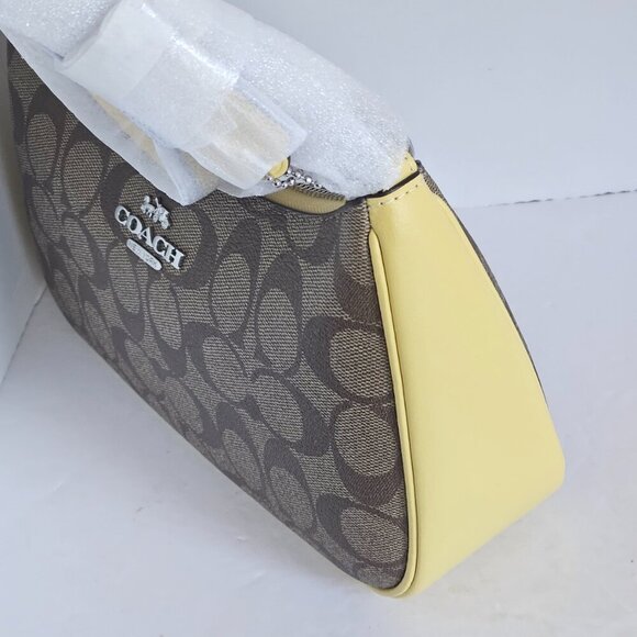 Coach Teri Shoulder Bag Brown CA548 Signature Canvas Yellow Crossbody ORGPKG - Picture 8 of 13